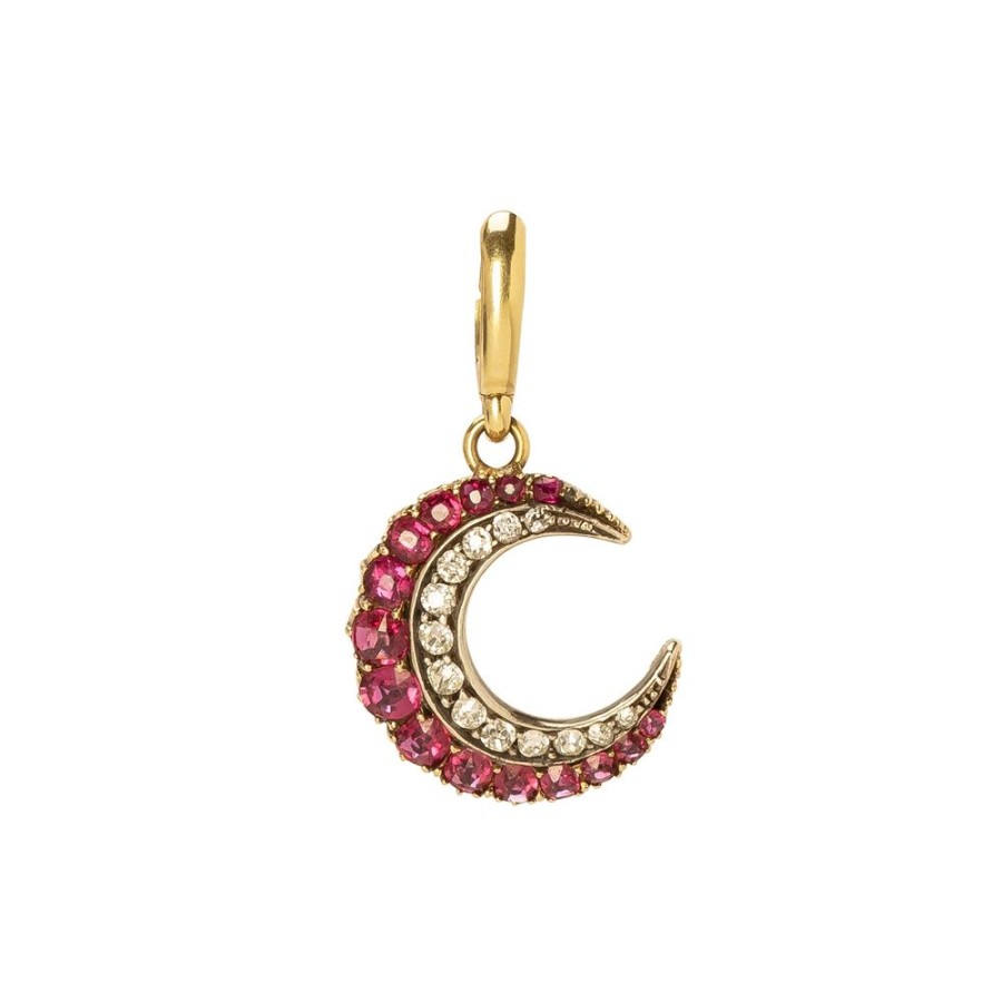 Jewelry Jenna Blake | Moon Pendant - Ruby & Diamond