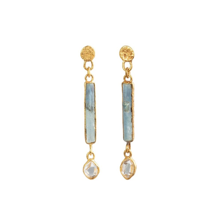 Jewelry Lou Zeldis & Liz Marx Studios | Kyanite, And Herkimer Diamond 2 Drop Earrings