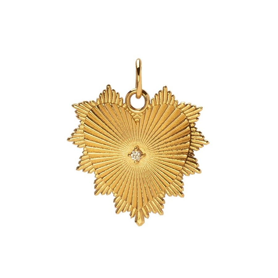 Jewelry Foundrae | Medium Radiating Heart Diamond Center Medallion