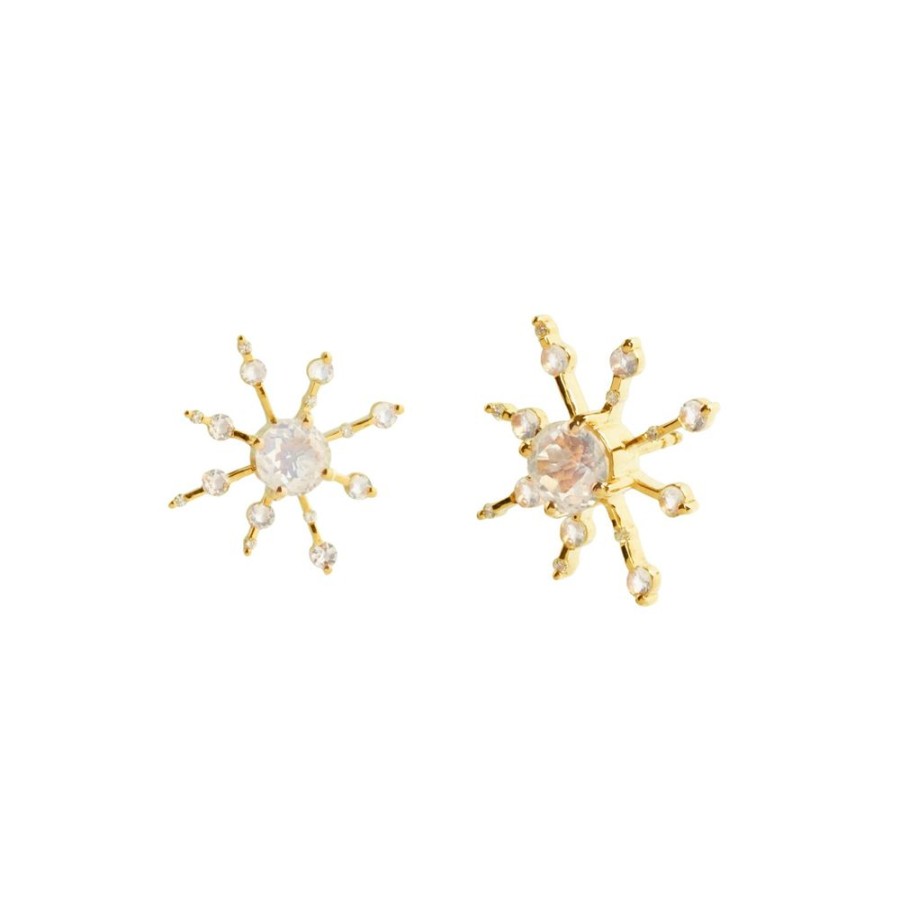 Jewelry YI Collection | Moonstone And Diamond Starburst Earrings