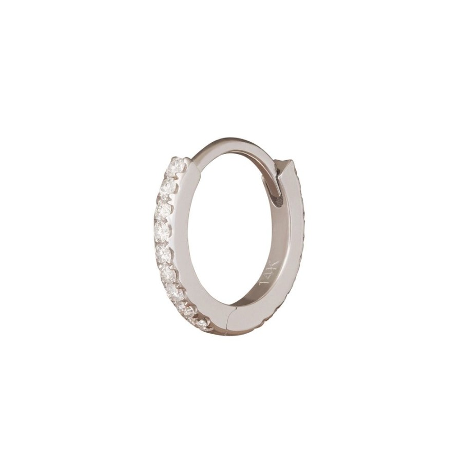 Jewelry Trouver | Paved Huggie 8Mm - White Gold