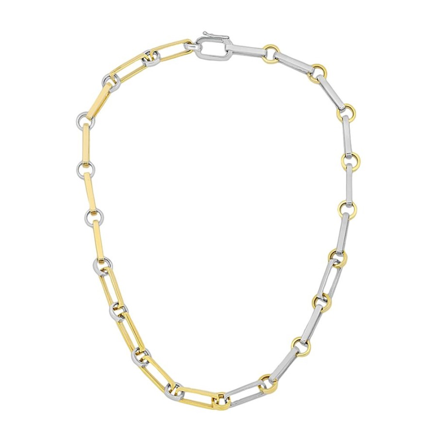 Jewelry Nancy Newberg | Oval Link Chain Necklace - Yellow Gold & Silver