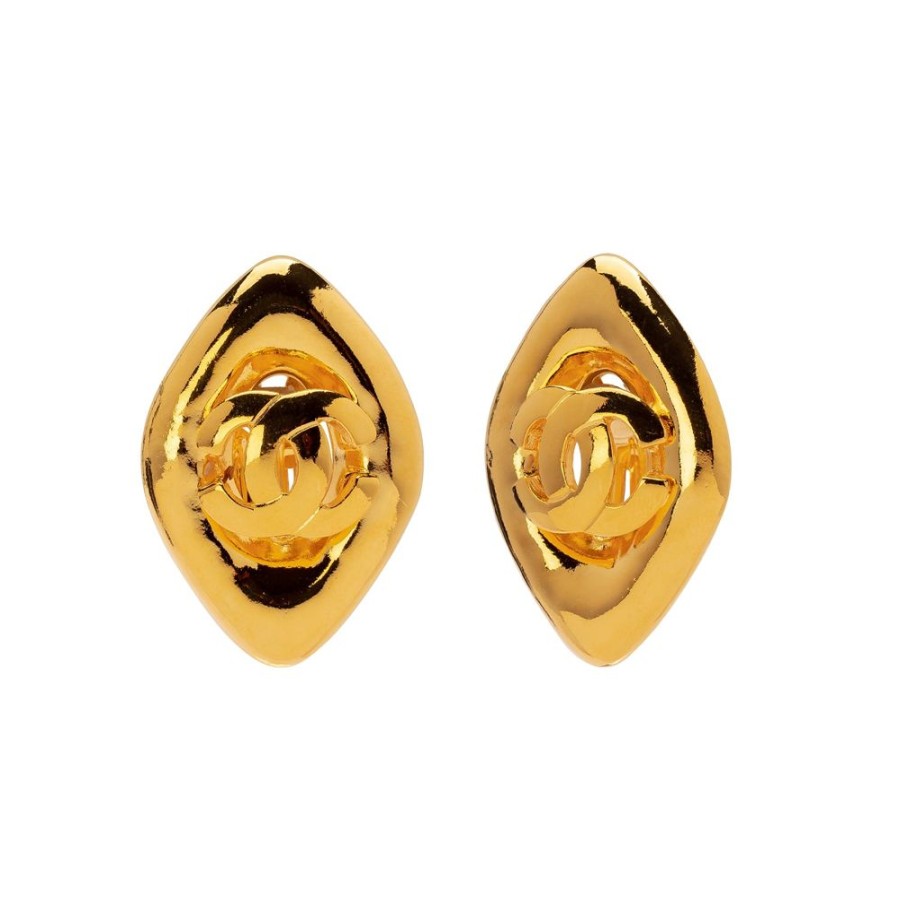 Jewelry Antique & Vintage Jewelry | Chanel Diamond Shaped Logo Earrings