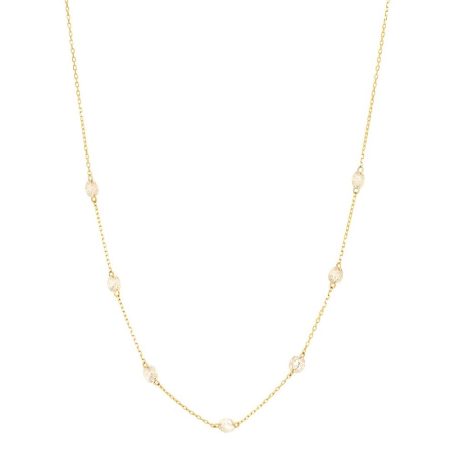 Jewelry Persée Paris | Danae Seven Diamond Encrusted Necklace - Yellow Gold