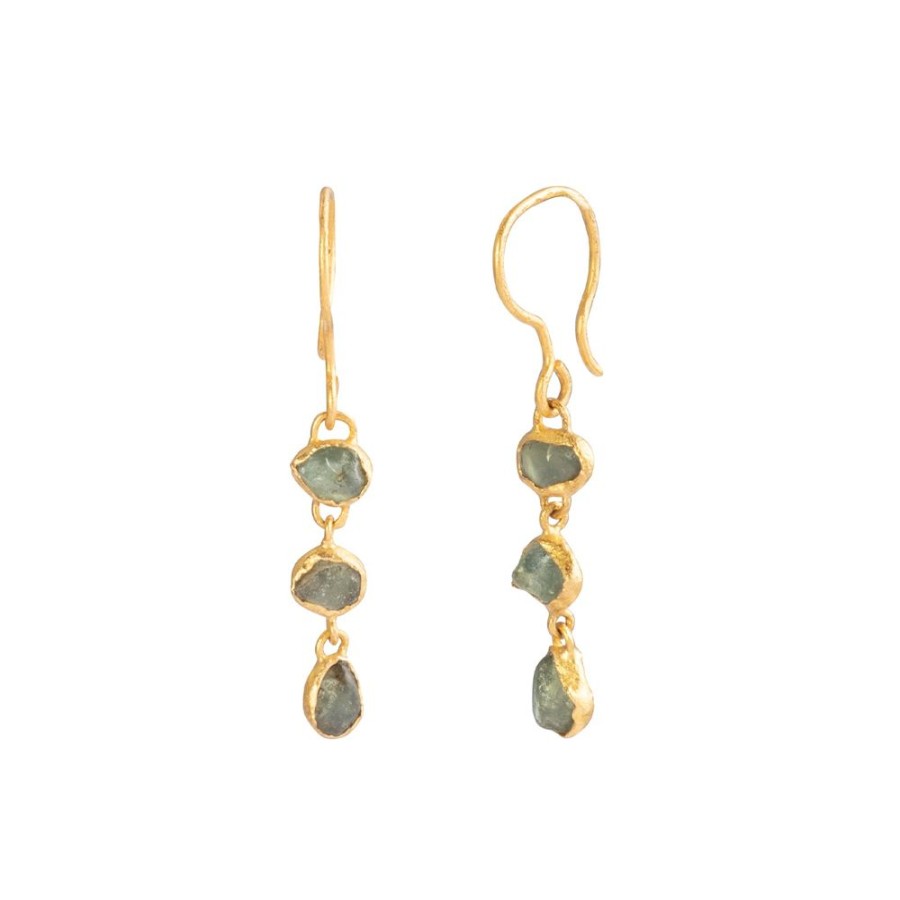 Jewelry Lou Zeldis & Liz Marx Studios | Raw Sapphire 3 Drop Earrings