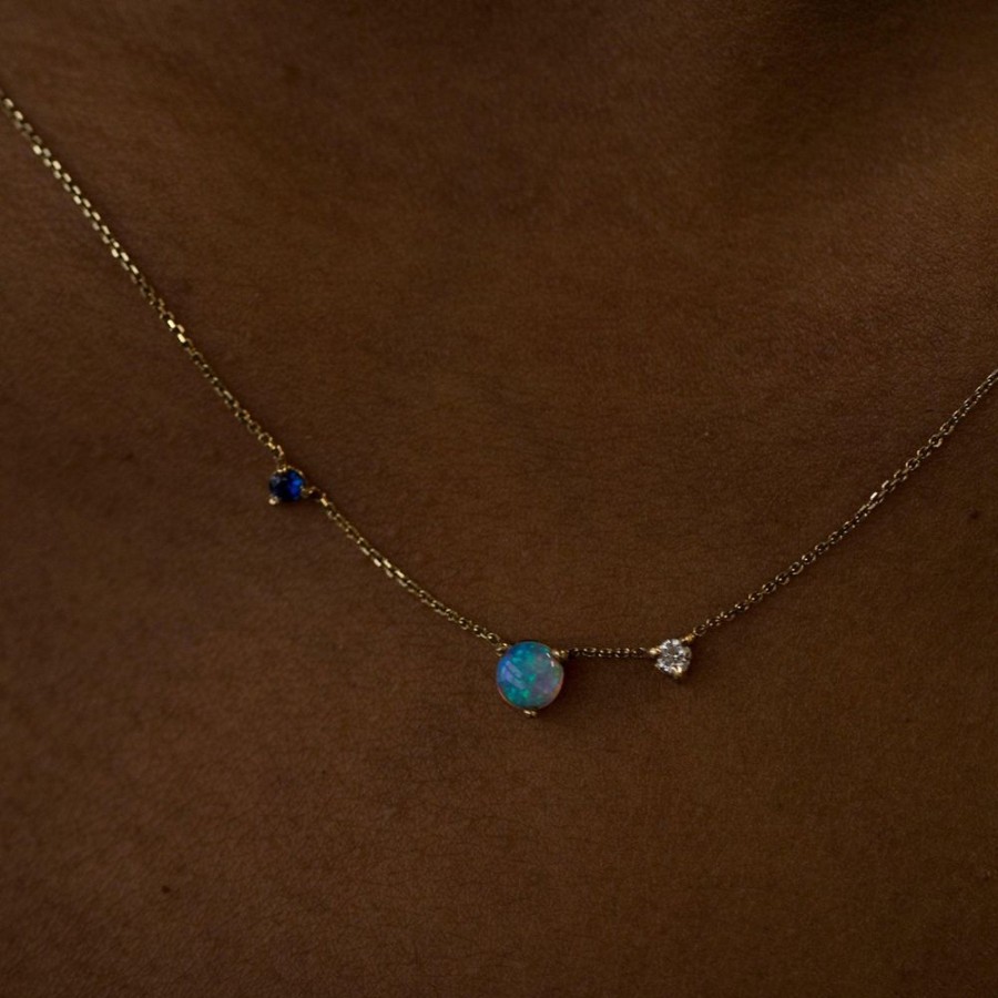 Jewelry WWAKE | Three Step Necklace - Sapphire, Opal & Diamond