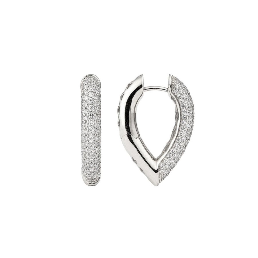 Jewelry Engelbert | Drop Link Diamond Earrings - White Gold 25Mm