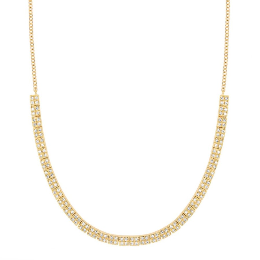 Jewelry EF Collection | Double Row Diamond Necklace - Yellow Gold