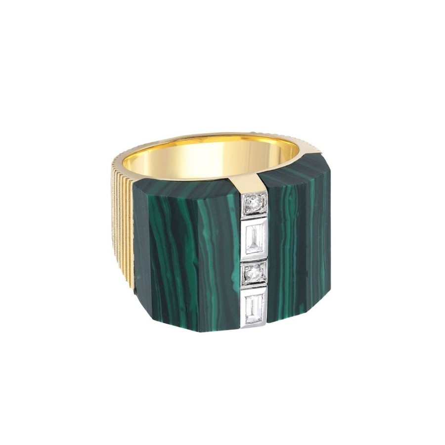 Jewelry Melis Goral | La Linea Malachite Ring