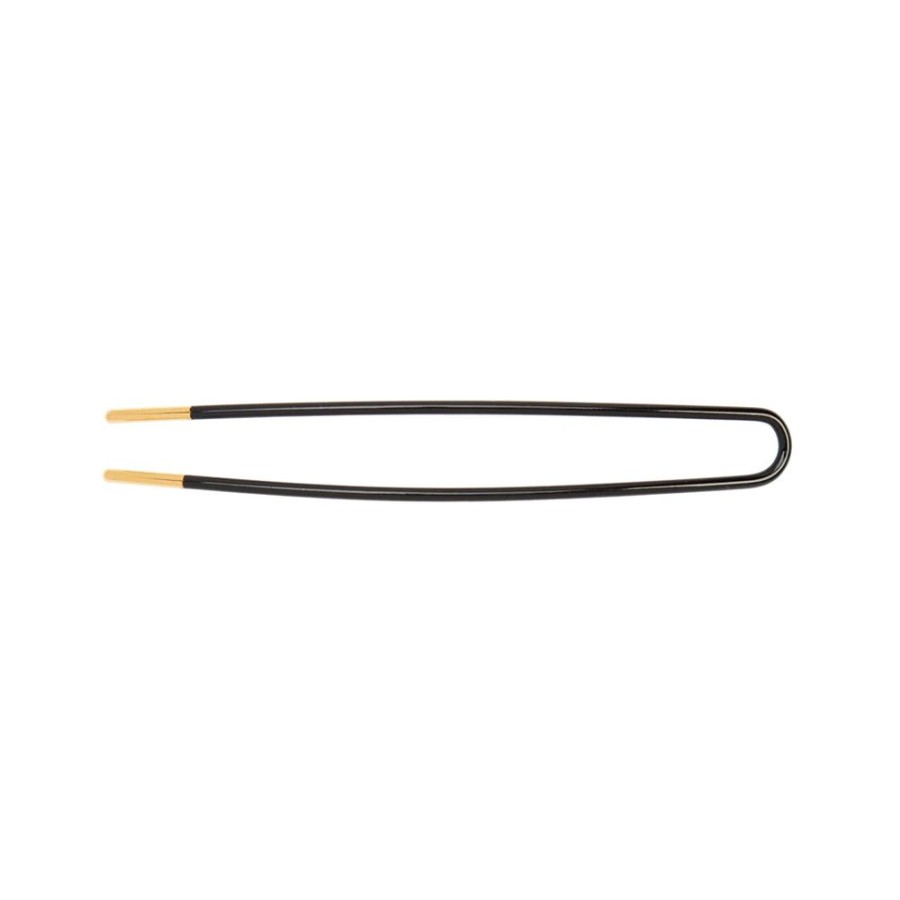 Jewelry Trouver | Black Enamel Gold Plated Hair Pin