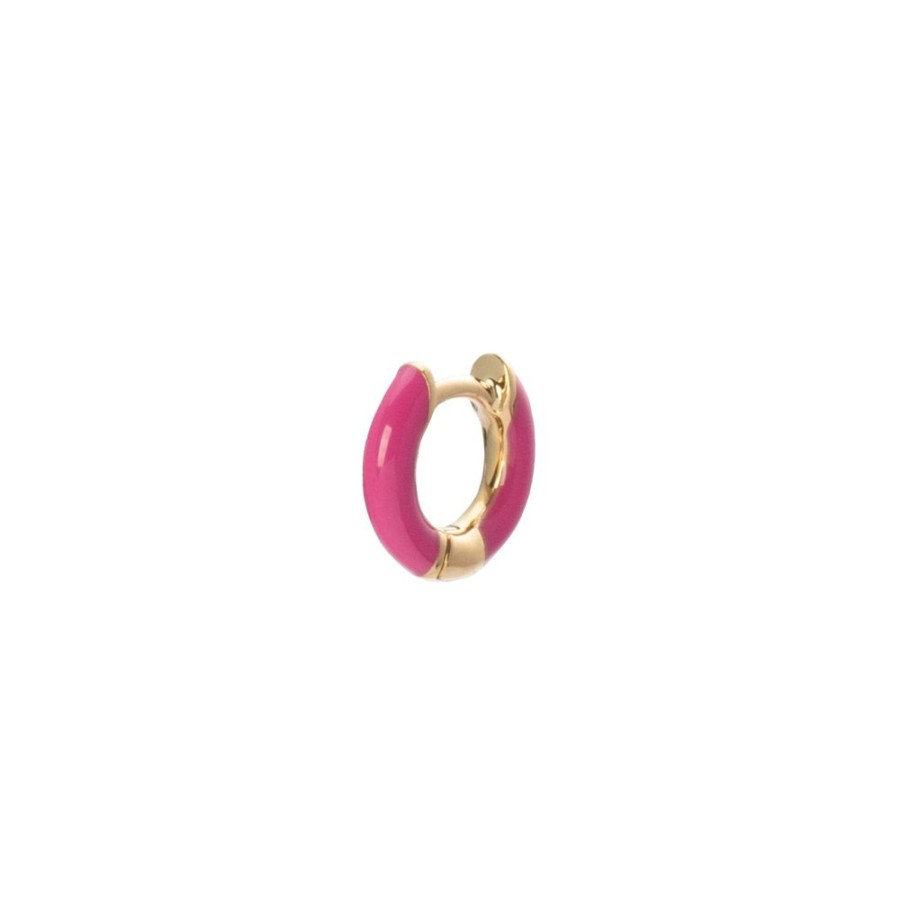 Jewelry Trouver | Enamel Huggie 5Mm - Fuchsia