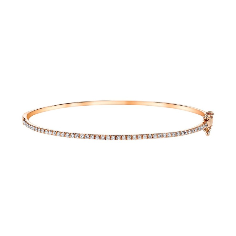 Jewelry SHAY | Essential Single Row Half Diamond Bangle - Rose Gold