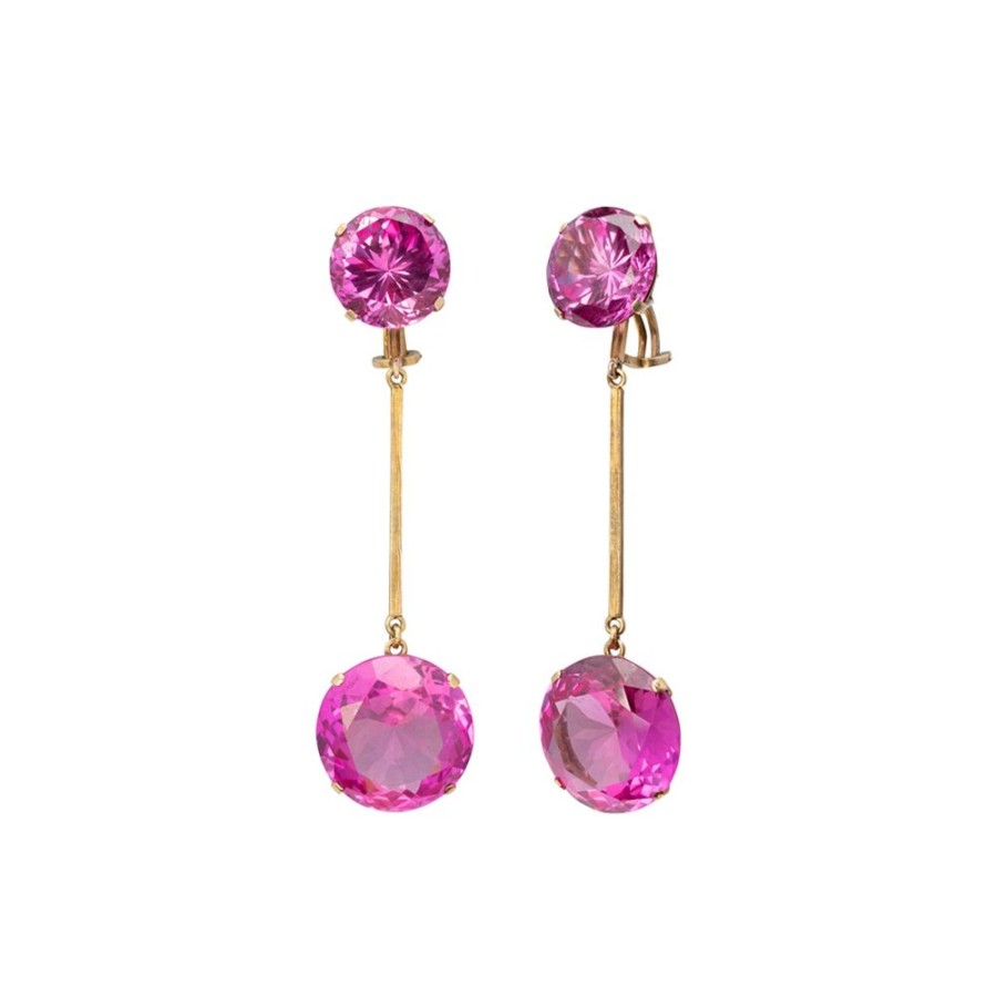 Jewelry Antique & Vintage Jewelry | Faux Pink Sapphire Earrings