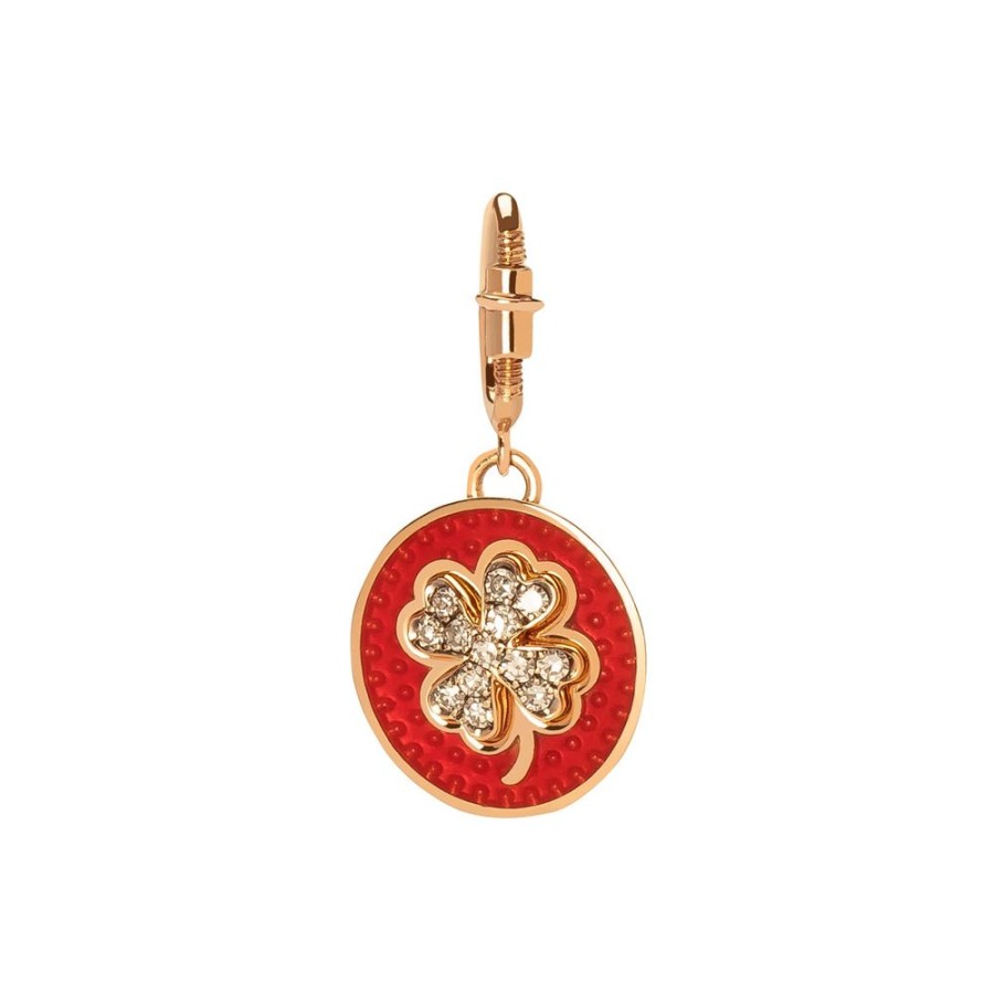 Jewelry Selim Mouzannar | Kastak Four Leaf Clover Diamond Charm - Red Enamel