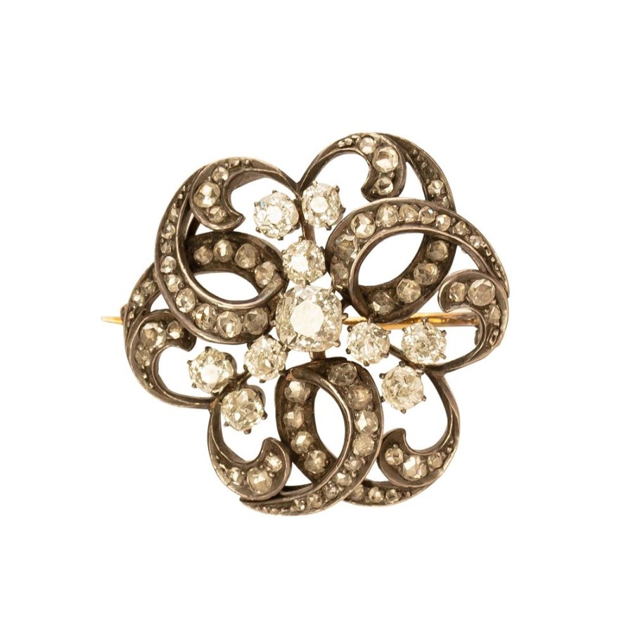 Jewelry Antique & Vintage Jewelry | Diamond Floral Patterned Pin