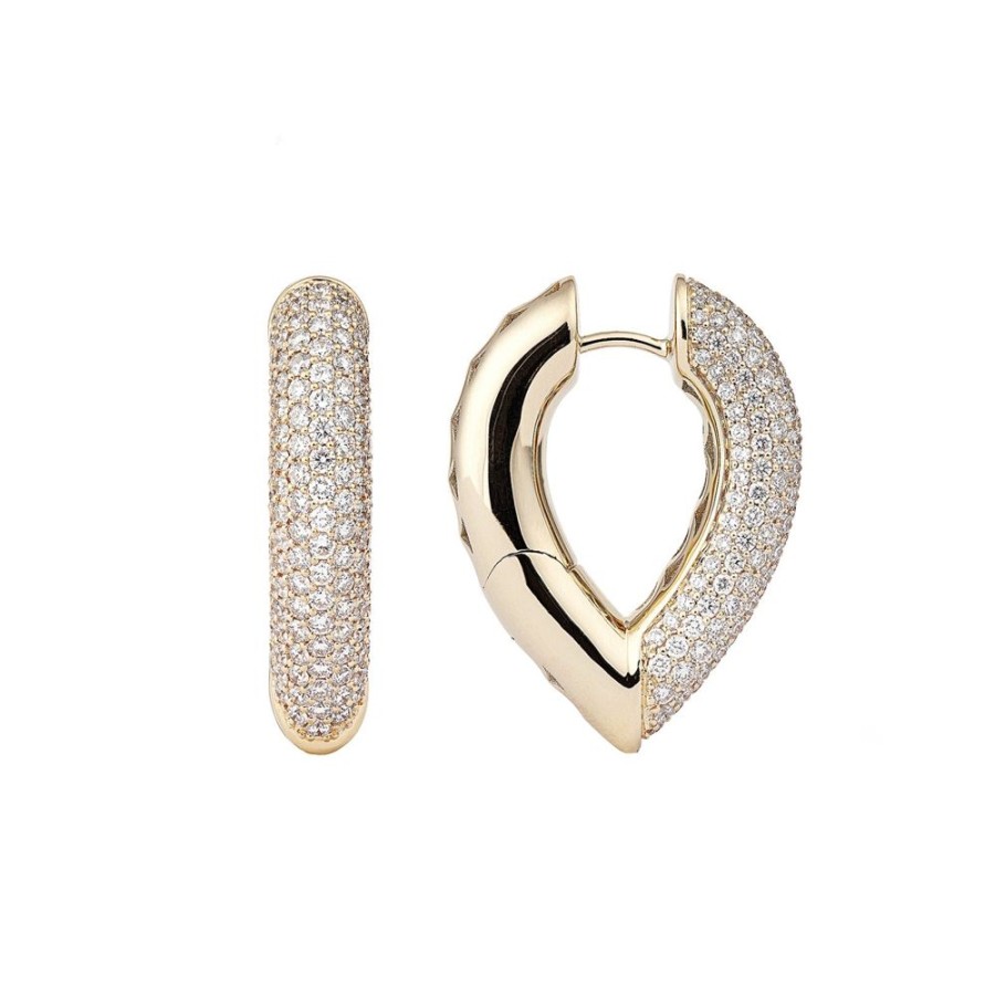 Jewelry Engelbert | Drop Link Diamond Earrings - Yellow Gold 28Mm