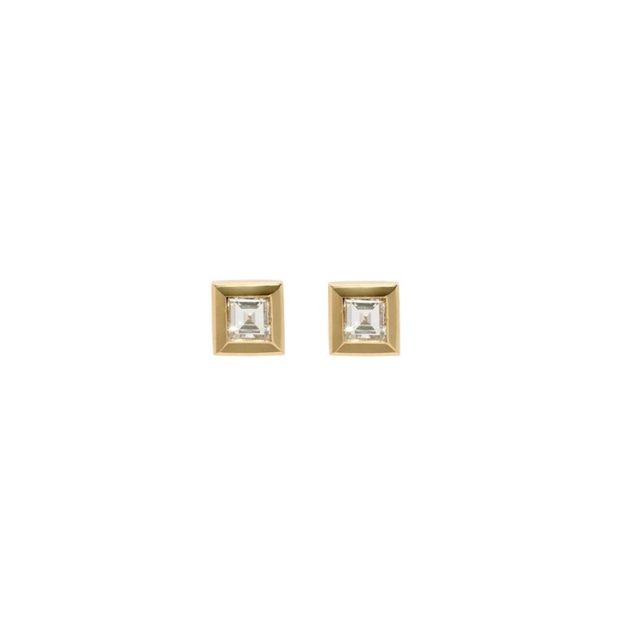 Jewelry Azlee | Bare Carre Diamond Studs