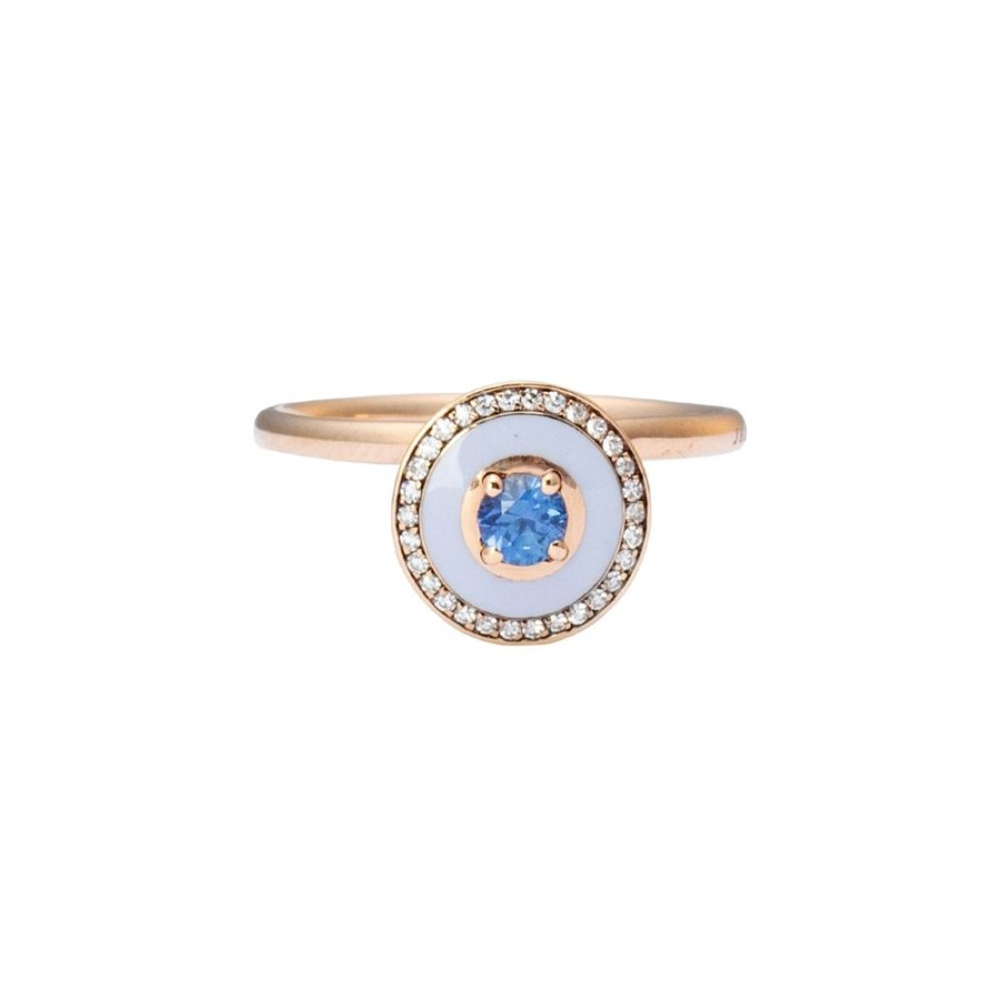 Jewelry Selim Mouzannar | Blue Sapphire And Diamond Ring - Lilac Enamel