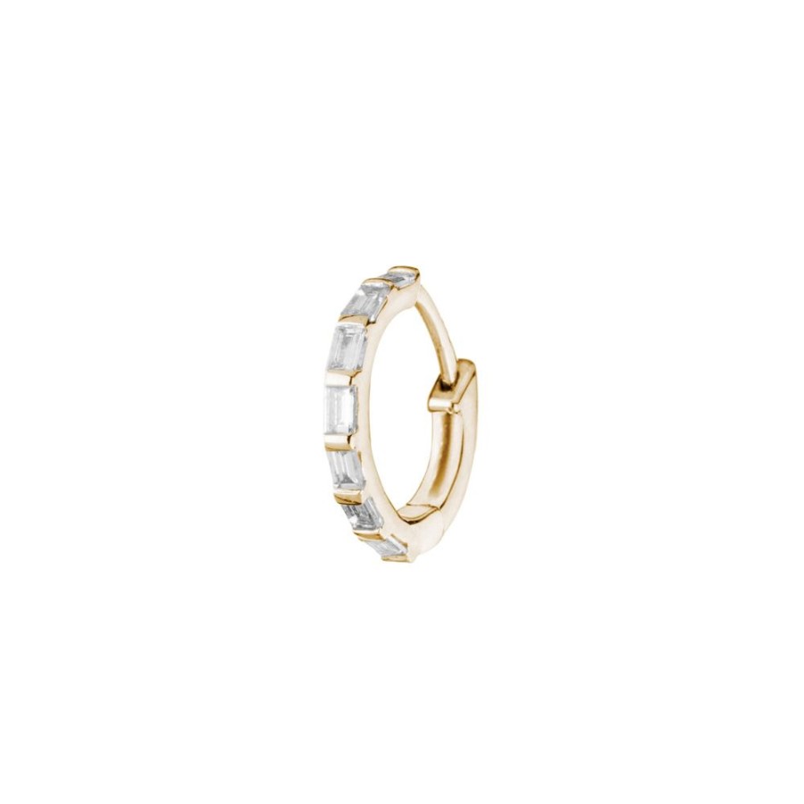 Jewelry Stone Paris | Tiny Baguette Hoop - Yellow Gold