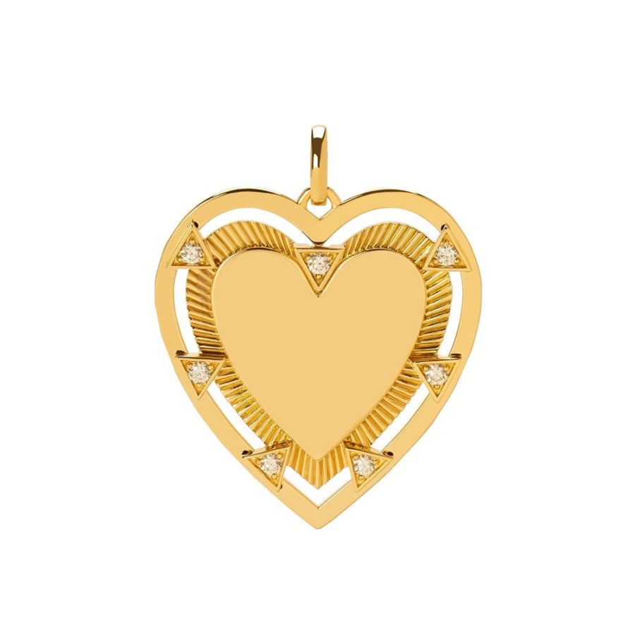 Jewelry Foundrae | Oversized Engravable Heart Medallion - Pave Diamond