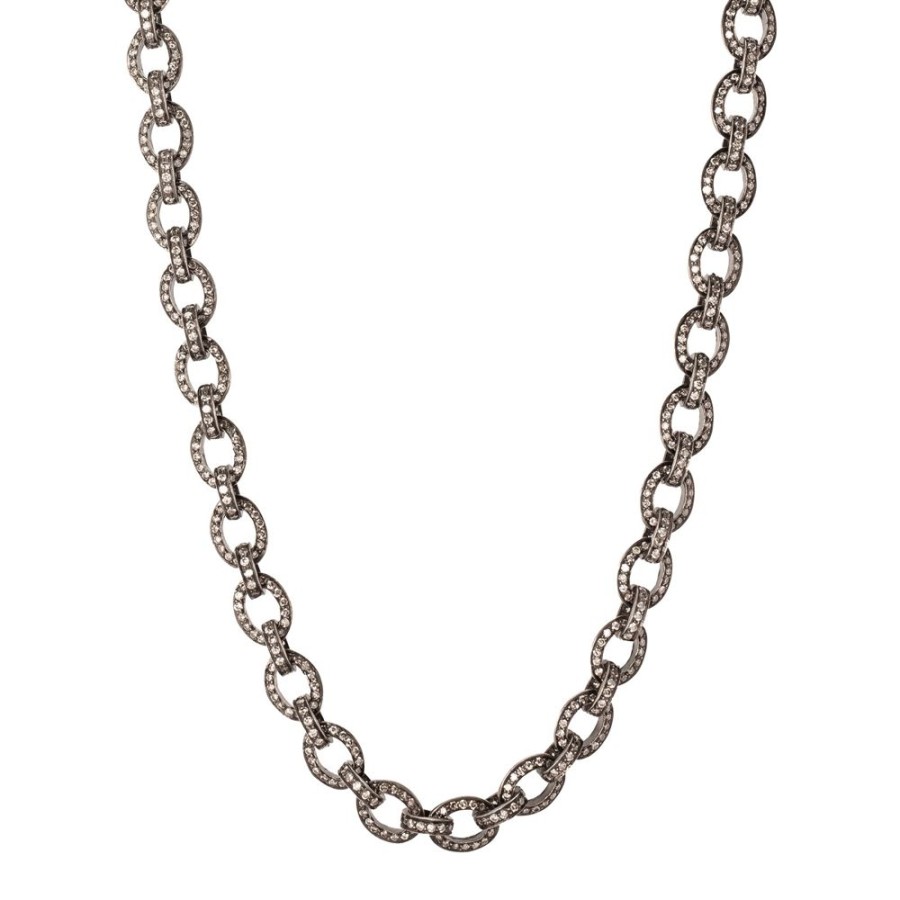 Jewelry Munnu The Gem Palace | Indo Russian Diamond Oval Link Chain Necklace