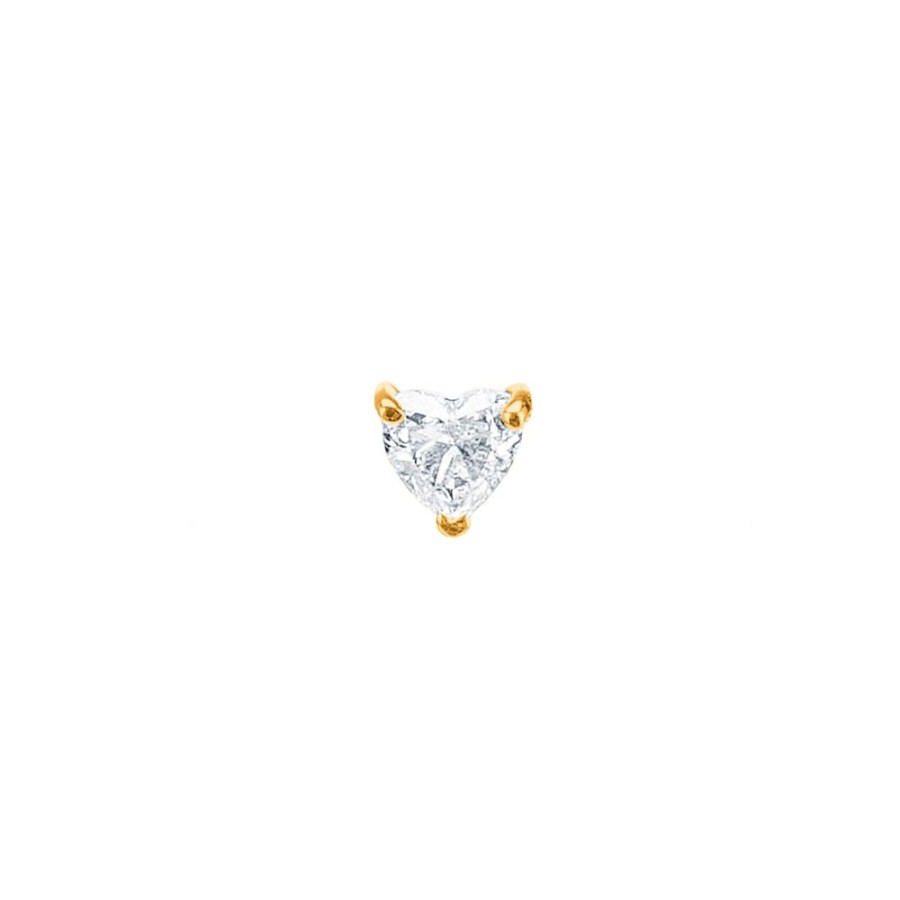 Jewelry Carbon & Hyde | Floating Diamond Heart Stud - Yellow Gold