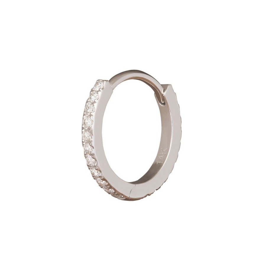 Jewelry Trouver | Paved Huggie 9.5Mm - White Gold