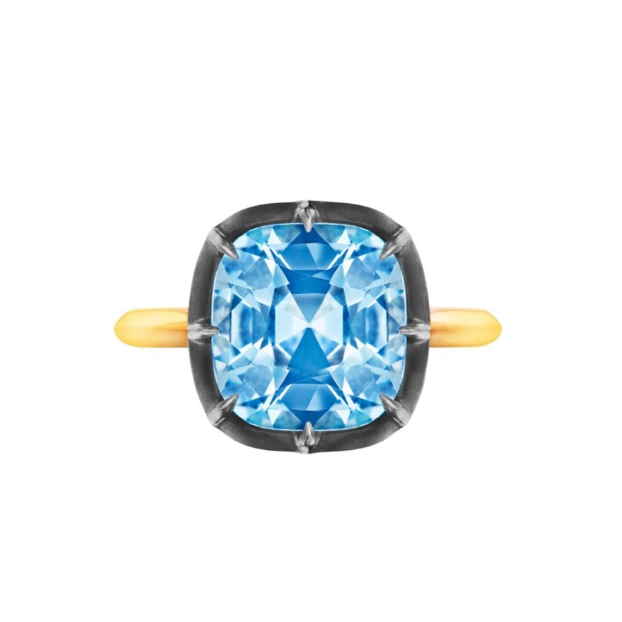 Jewelry Fred Leighton | Collet Cushion-Cut Ring - Blue Topaz