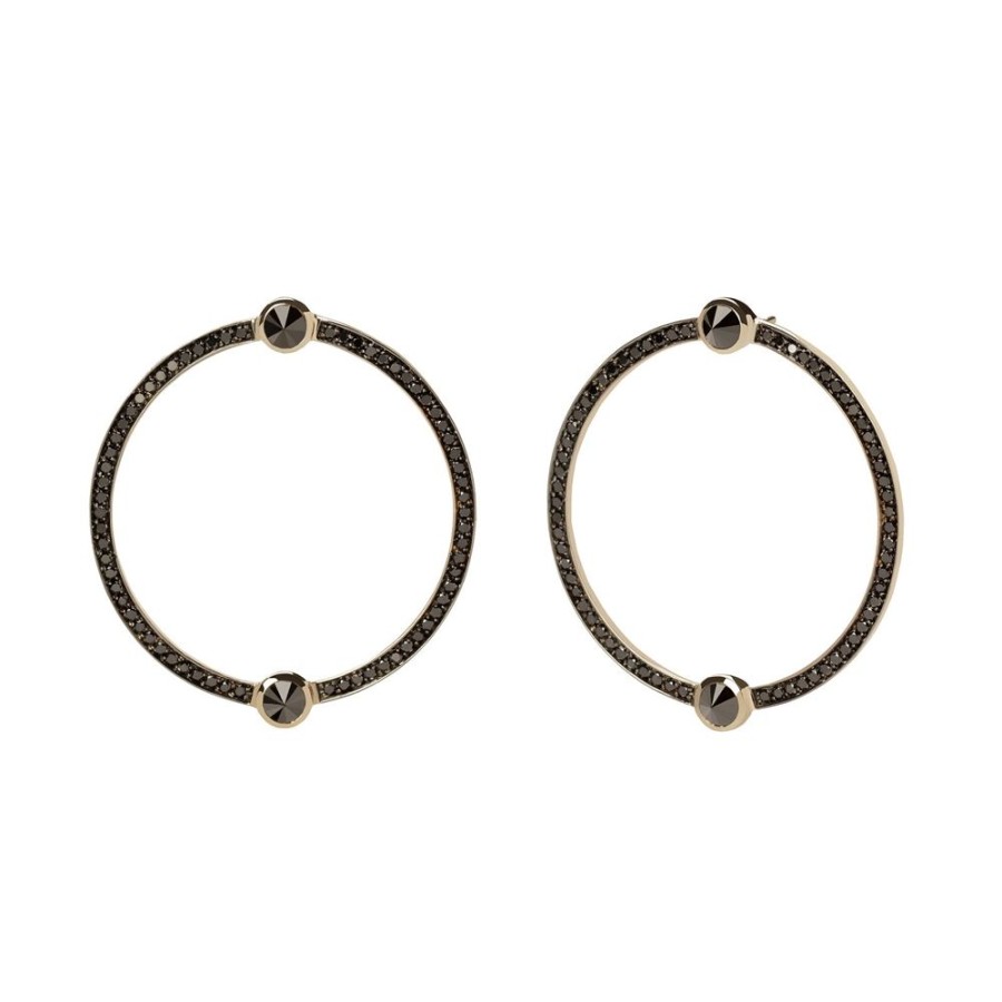 Jewelry Ara Vartanian | Pointed Black Diamond Hoops