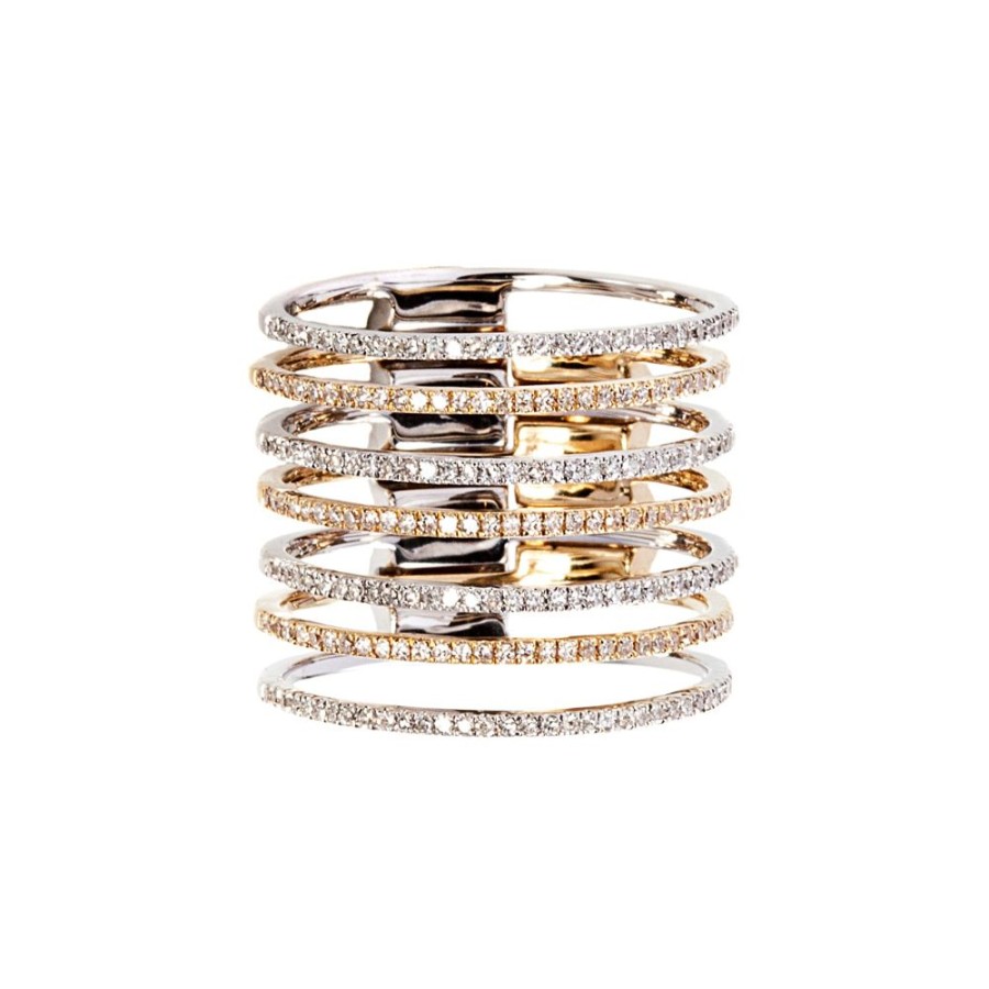 Jewelry Graziela | Mega 2-In-1 Band Ring - White & Yellow Gold