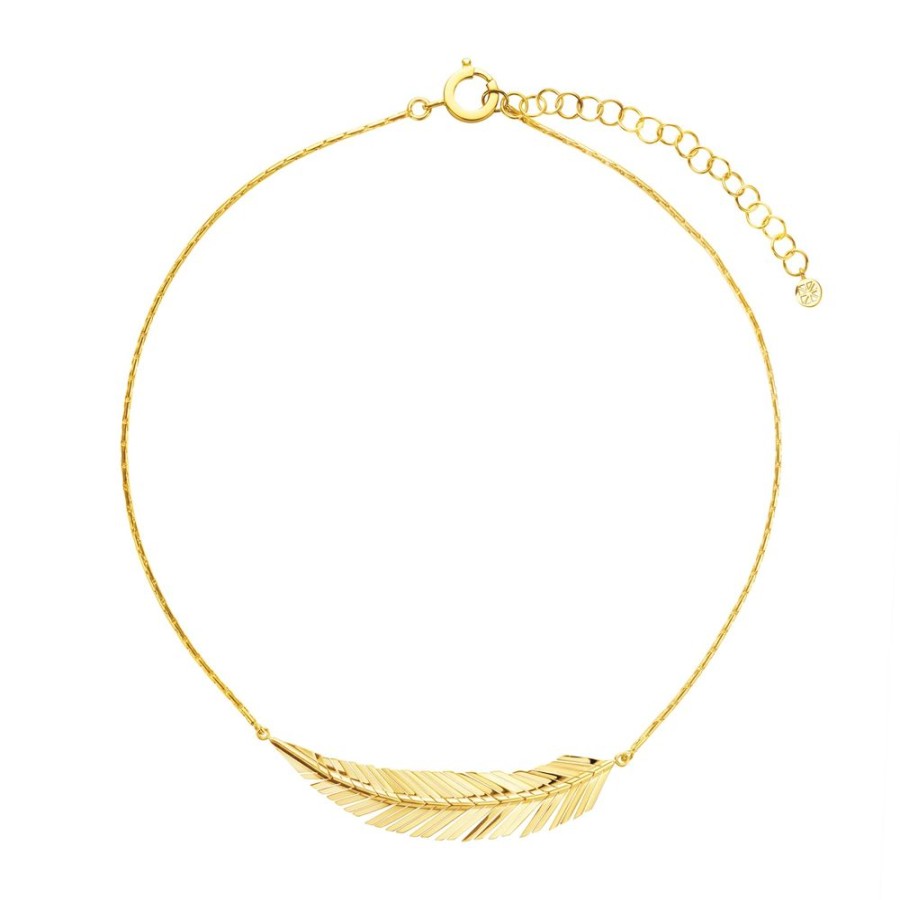 Jewelry Cadar | Feather Medium Necklace - Yellow Gold