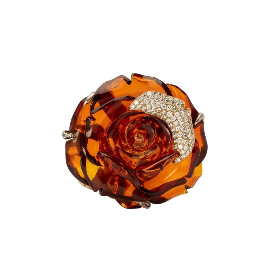 Jewelry Sylvie Corbelin | Amber Resin & Diamond Splendeur Rousse Ring