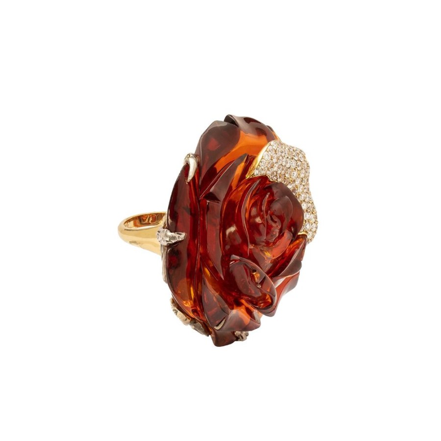 Jewelry Sylvie Corbelin | Amber Resin & Diamond Splendeur Rousse Ring