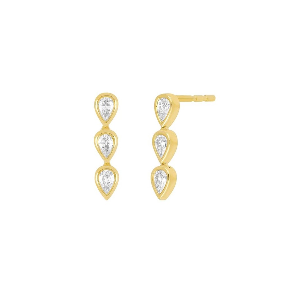 Jewelry EF Collection | Bezel Set Pear Stud Earrings