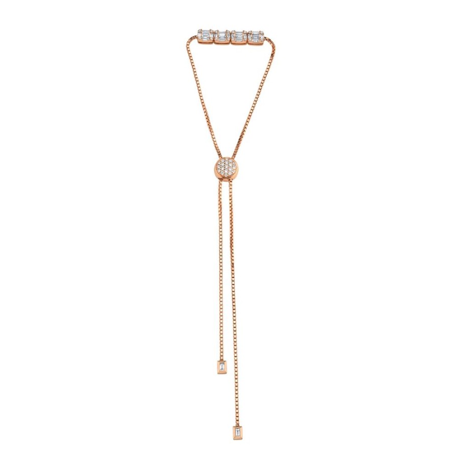 Jewelry Borgioni | Medium Mixed Cut Diamond Toggle Bracelet - Rose Gold