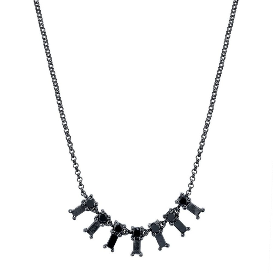 Jewelry Borgioni | Xs Black Diamond Dangle Necklace