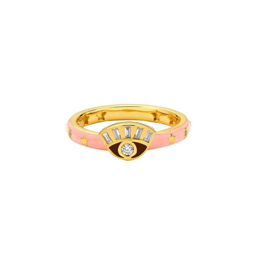 Jewelry Buddha Mama | Skinny Evil Eye Ring - Pink & Hazel