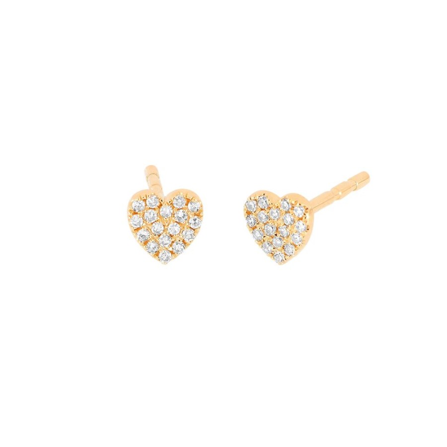 Jewelry EF Collection | Baby Diamond Heart Studs - Rose Gold