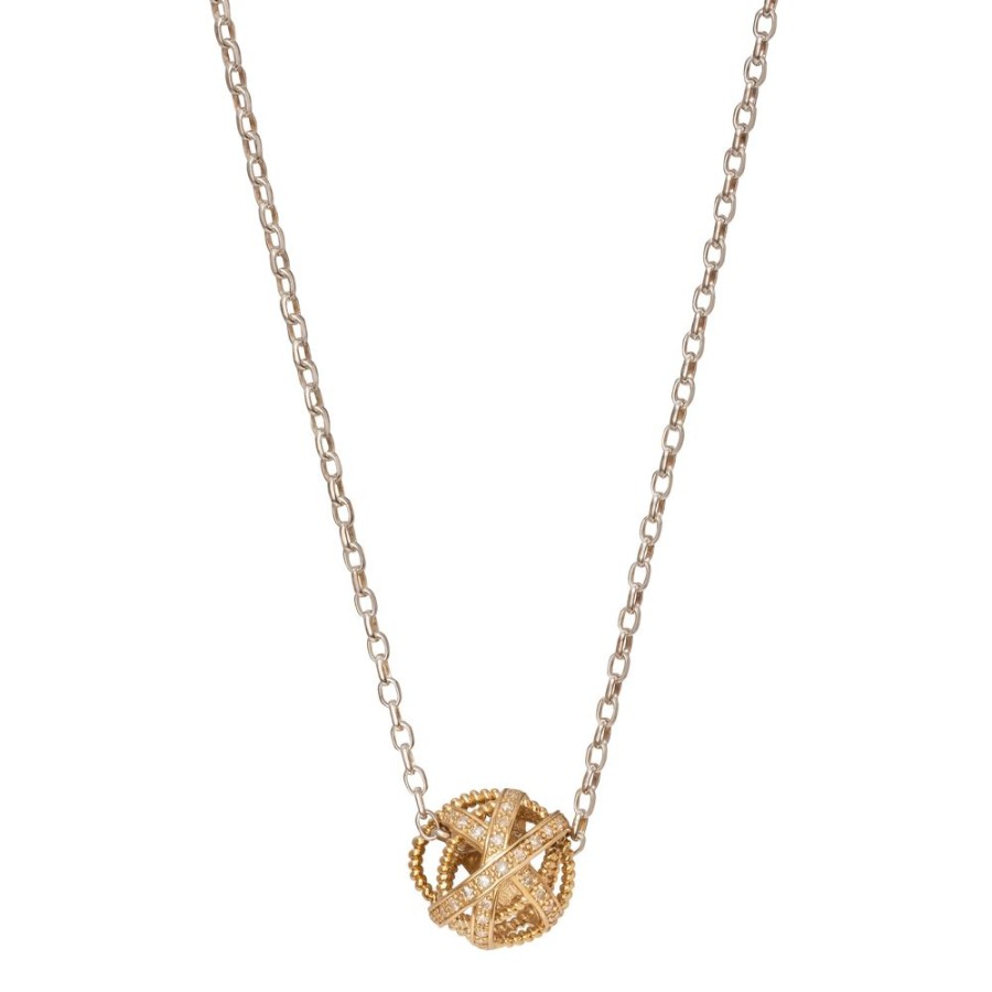 Jewelry Nancy Newberg | Small Diamond And Gold Ball Pendant Necklace