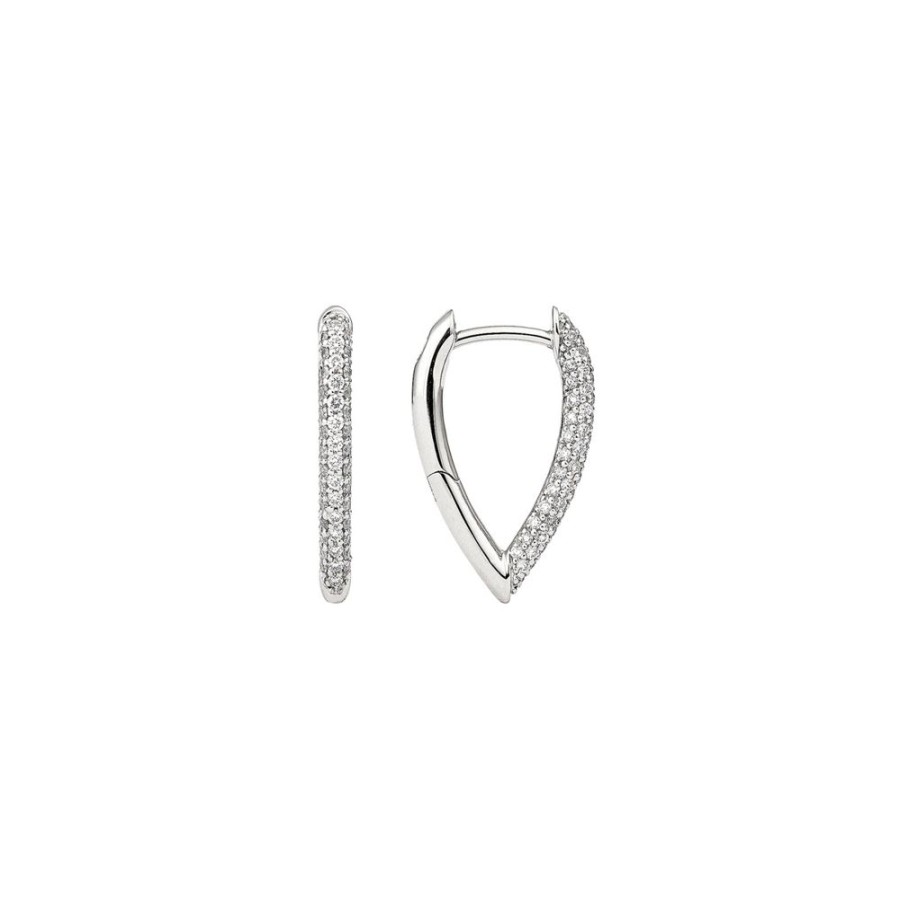 Jewelry Engelbert | Drop Link Diamond Earrings - White Gold 18Mm