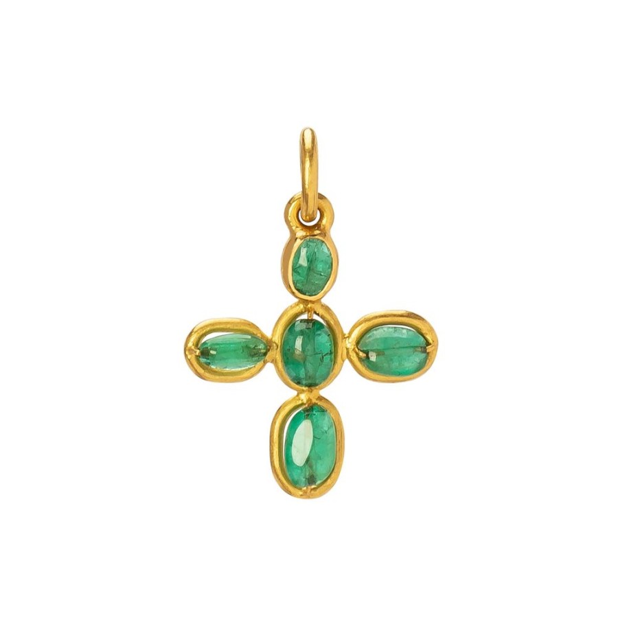 Jewelry Munnu The Gem Palace | Emerald Cross Charm