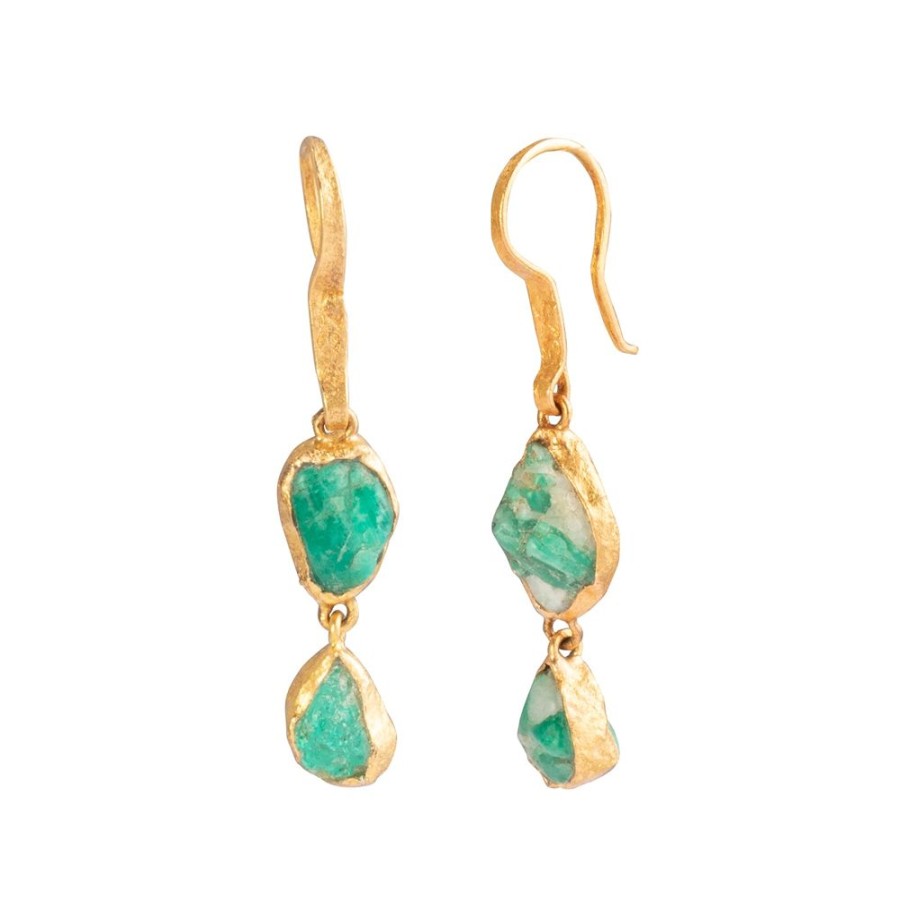 Jewelry Lou Zeldis & Liz Marx Studios | Raw Colombian Emerald 2 Drop Earrings