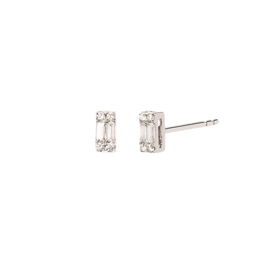 Jewelry Milamore | Baguette Diamond Earrings - White Gold