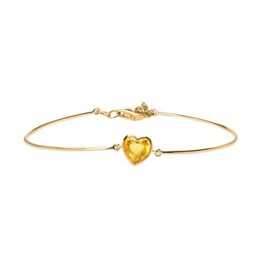 Jewelry YI Collection | Heart Bangle - Yellow Sapphire