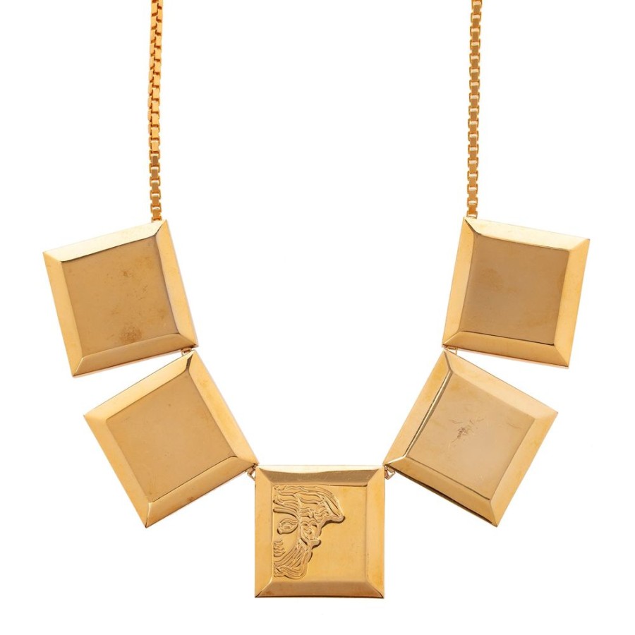 Jewelry Antique & Vintage Jewelry | Versace Medusa Square Plate Necklace