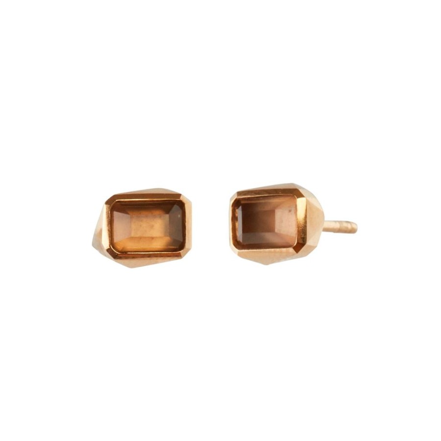 Jewelry Maqé | Smoky Quartz Stud Earrings - Yellow Gold