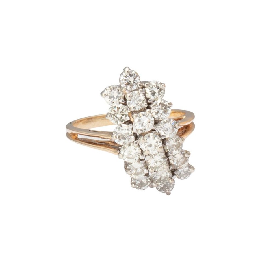 Jewelry Antique & Vintage Jewelry | Arched Triple Row Diamond Split Band Ring