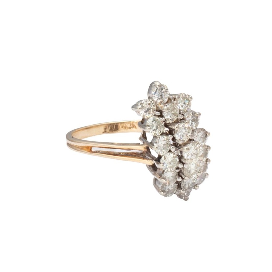 Jewelry Antique & Vintage Jewelry | Arched Triple Row Diamond Split Band Ring