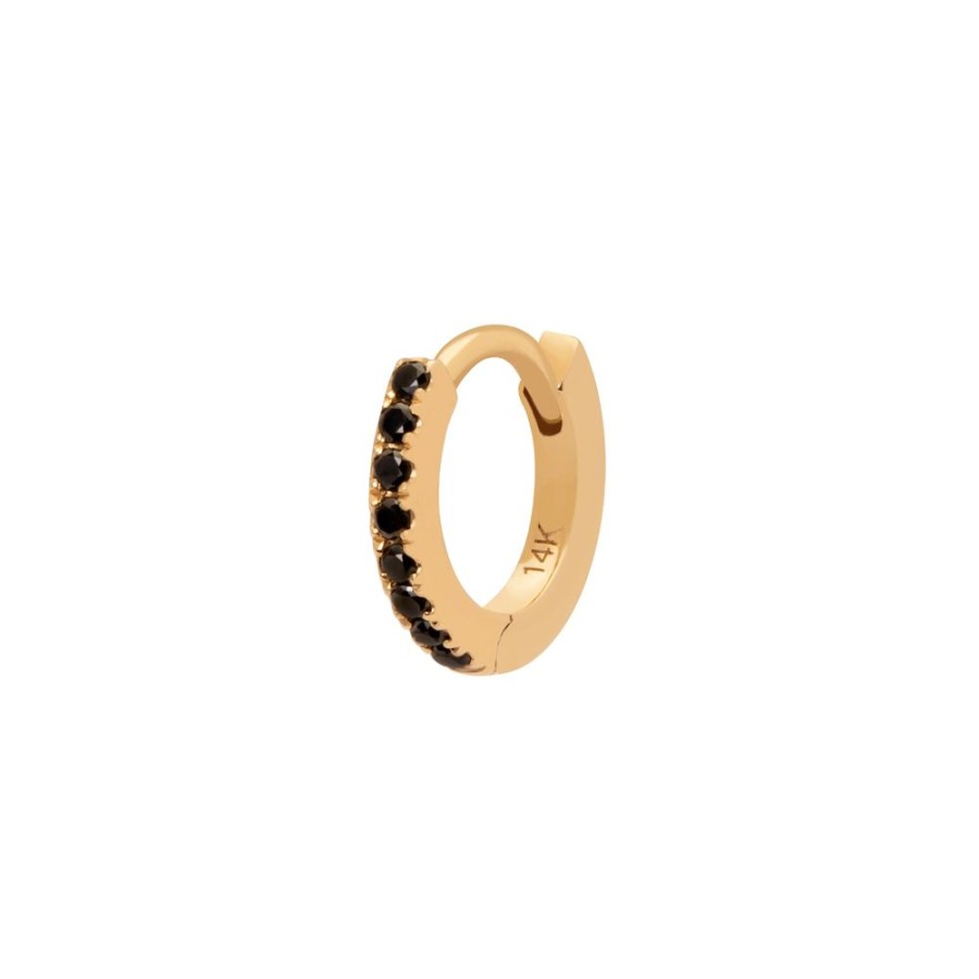 Jewelry Trouver | Half Paved Black Diamond Huggie 6.5Mm