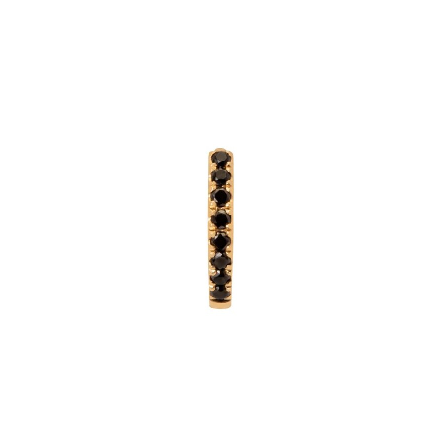 Jewelry Trouver | Half Paved Black Diamond Huggie 6.5Mm